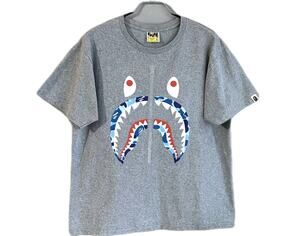 Bape Camo Shark Zipper T-Shirt ‘Grey/Blue’
